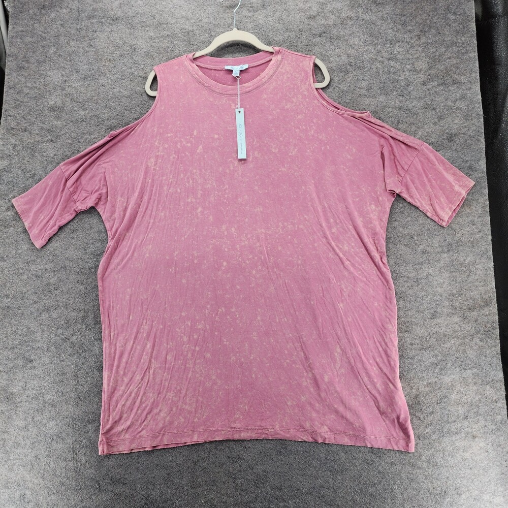 She + Sky Shirt Womens Large Cold Shoulder Pink